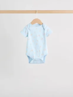 Blauw - Short Sleeve Baby Bear Bodysuit