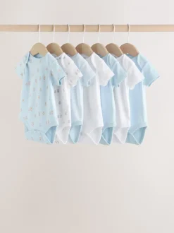 Blauw - Short Sleeve Baby Bear Bodysuit