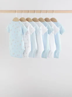 Blauw - Short Sleeve Baby Bear Bodysuit