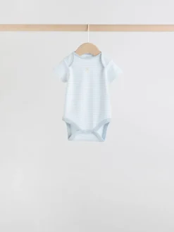 Blauw - Short Sleeve Baby Bear Bodysuit