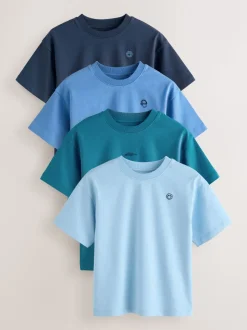 Blauw - Short Sleeve Logo Chest Graphic T-Shirts 4 Pack (3-16yrs)