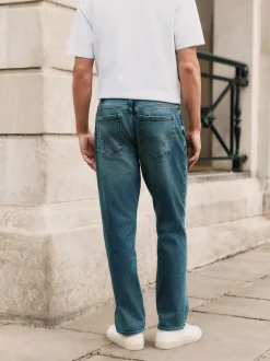 Blauw - Signature geborstelde behaaglijke denim jeans met wol