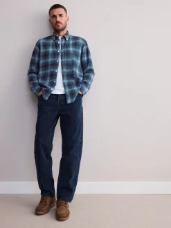 Blauw - Signature Ruit overhemd met Lange mouwen