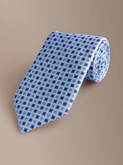 Blauw - Signature Silk Italian Geometric Tie