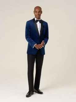 Blauw - Skopes Paso Tailored Fit Velvet Jacket