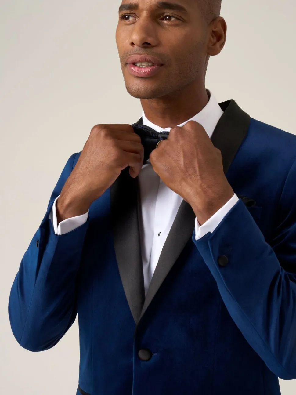 Blauw - Skopes Paso Tailored Fit Velvet Jacket