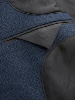 Blauw - Slim Fit - Colbert van wolmix met textuur