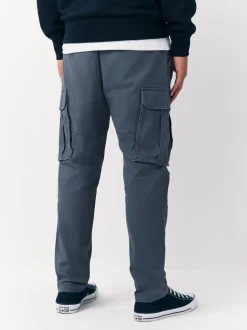 Blauw - Slim Fit - Katoenen cargostretchbroek