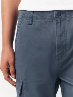 Blauw - Slim Fit - Katoenen cargostretchbroek