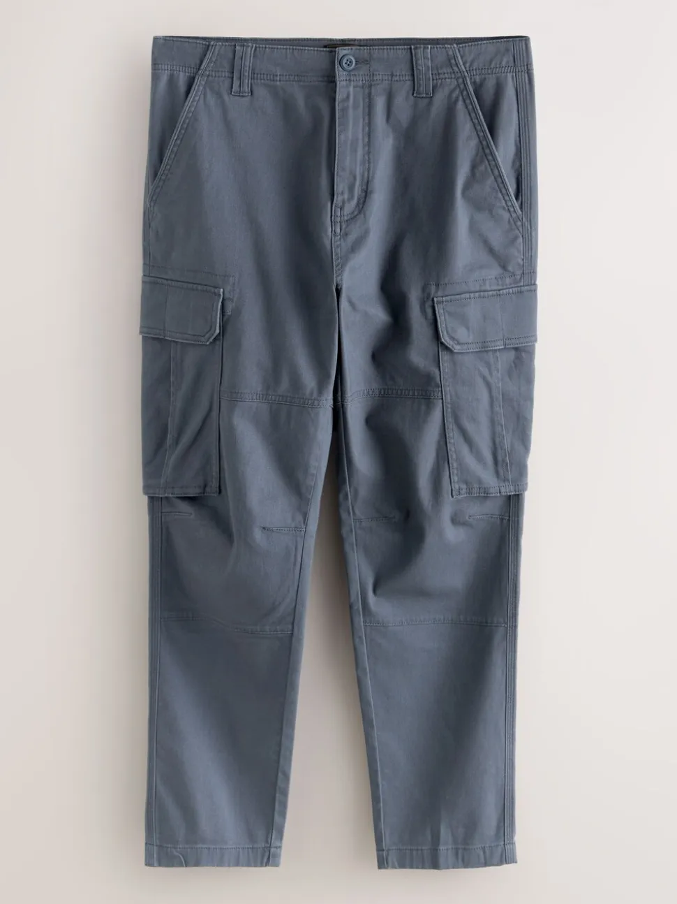 Blauw - Slim Fit - Katoenen cargostretchbroek