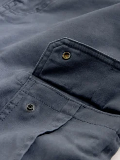 Blauw - Slim Fit - Katoenen cargostretchbroek
