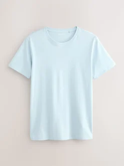 Blauw - Slim Fit - Set van 5 100% katoenen T-shirts met laagjes