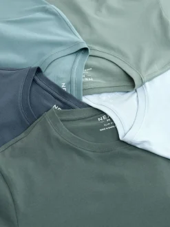 Blauw - Slim Fit - Set van 5 100% katoenen T-shirts met laagjes