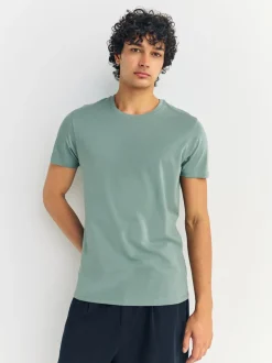 Blauw - Slim Fit - Set van 5 100% katoenen T-shirts met laagjes