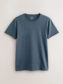 Blauw - Slim Fit - Set van 5 100% katoenen T-shirts met laagjes
