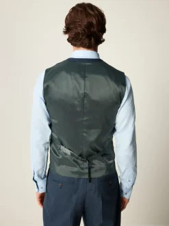 Blauw - Slim fit gestructureerd flanellen Pakgilet