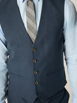 Blauw - Slim fit gestructureerd flanellen Pakgilet