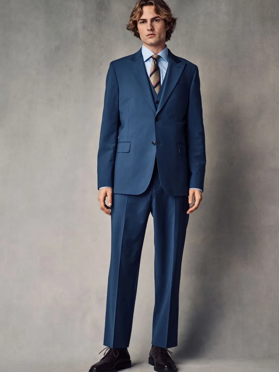 Blauw - Slim fit Jack van wol Blend Motionflex Pak
