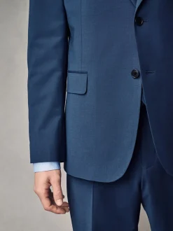 Blauw - Slim fit Jack van wol Blend Motionflex Pak