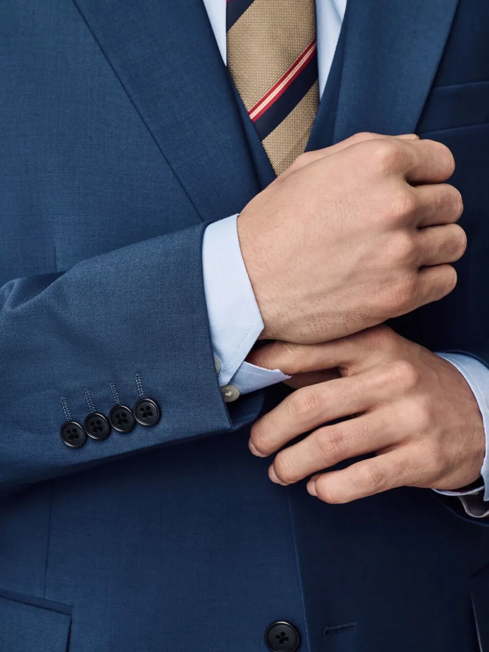 Blauw - Slim fit Jack van wol Blend Motionflex Pak