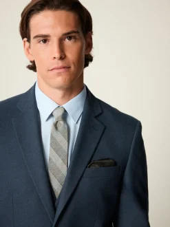 Blauw - Slim Fit Textured Flannel Suit Jacket