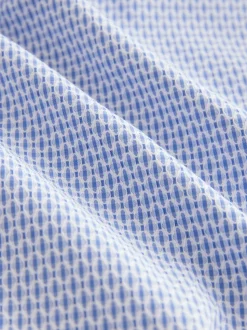Blauw - Smart Cotton Rich Trimmed Textured Shirt