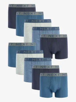 Blauw - Standaard - 10 Boxershorts zonder plooi