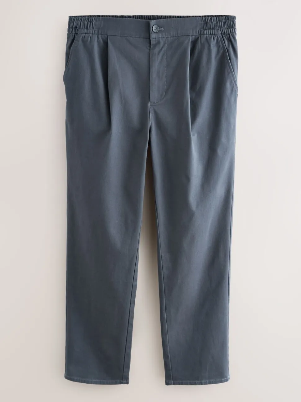 Blauw - Straight fit - Pleated Stretch Chinos Trousers With Elasticated Waist