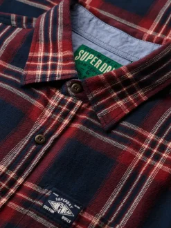 Blauw - Superdry houthakkersoverhemd van katoen, met lange mouwen