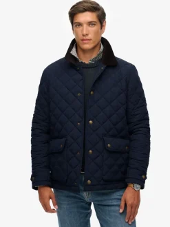 Blauw - Superdry Quilted Estate Coach Jacket