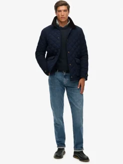 Blauw - Superdry Quilted Estate Coach Jacket