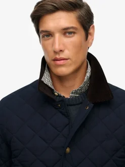 Blauw - Superdry Quilted Estate Coach Jacket