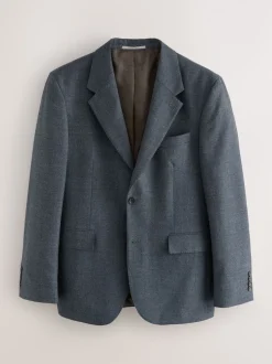 Blauw - Tailored Fit Merino Wool Blend Suit Jacket