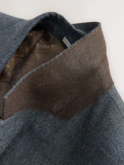 Blauw - Tailored Fit Merino Wool Blend Suit Jacket