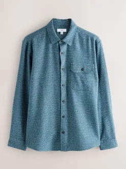 Blauw - Textured Shacket Overshirt