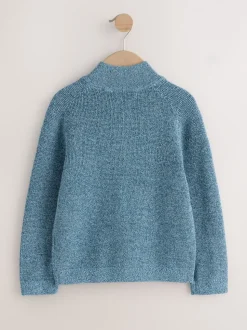 Blauw - Textured Zip Through Knitted Cardigan (3-16yrs)