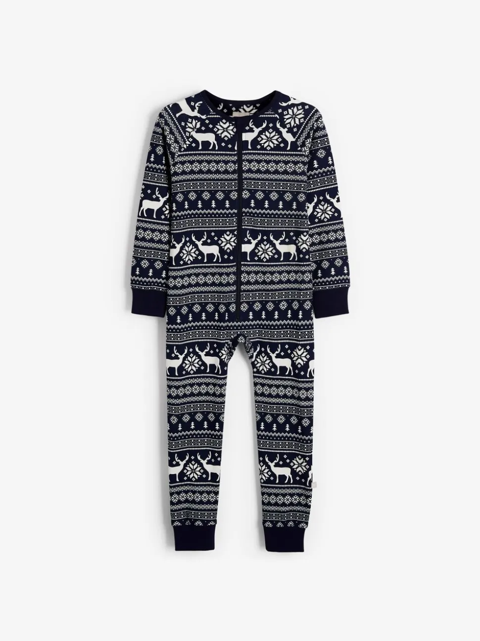 Blauw - The Little Tailor Kids Rendier kerstmis fair isle-patroon 100% katoen alles-in-één