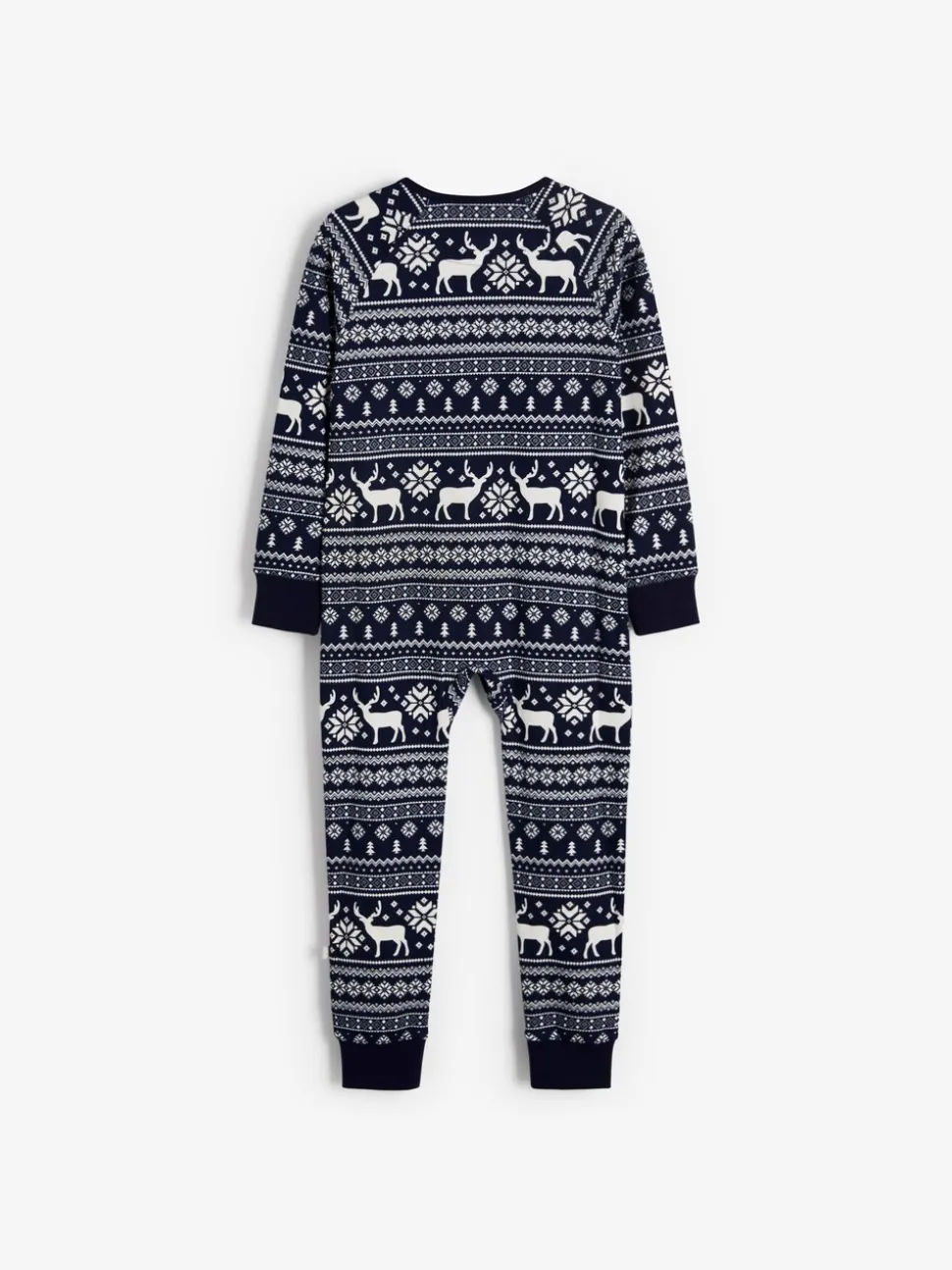 Blauw - The Little Tailor Kids Rendier kerstmis fair isle-patroon 100% katoen alles-in-één