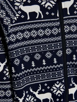 Blauw - The Little Tailor Kids Rendier kerstmis fair isle-patroon 100% katoen alles-in-één