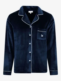 Blauw - The Little Tailor luxe kerstpyjama van zacht aanvoelend velours