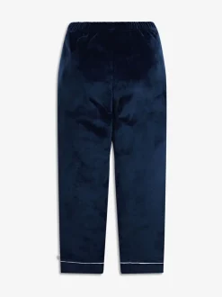 Blauw - The Little Tailor Luxe kerstpyjama voor kinderen van zacht aanvoelend velours