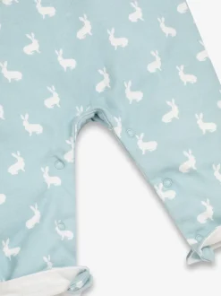 Blauw - The Little Tailor - Baby tuinbroek van 100% katoen met konijnenprint