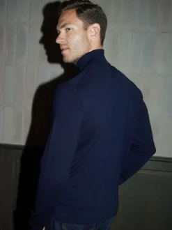 Blauw - Threadbare - Gebreide trui met rolkraag