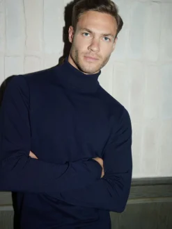 Blauw - Threadbare - Gebreide trui met rolkraag