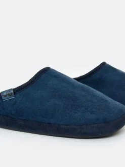 Blauw - Threadbare Faux Suede Faux Fur Lined Mule Slippers