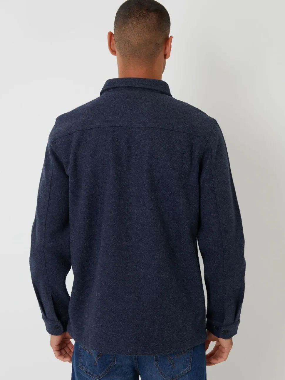 Blauw - Threadbare imitatiebont wollen knoopsluiting overshirt