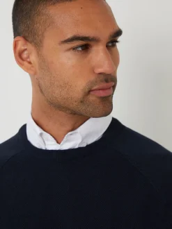 Blauw - Threadbare Mock Shirt Raglan Knitted Jumper