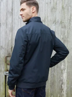Blauw - Threadbare Patch Pocket Funnel Neck Harrington Style Jacket