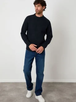 Blauw - Threadbare Raglan Rib Knitted Crew Neck Jumper