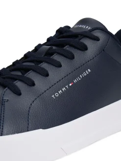 Blauw - Tommy Hilfiger Court Essential Leather Trainers